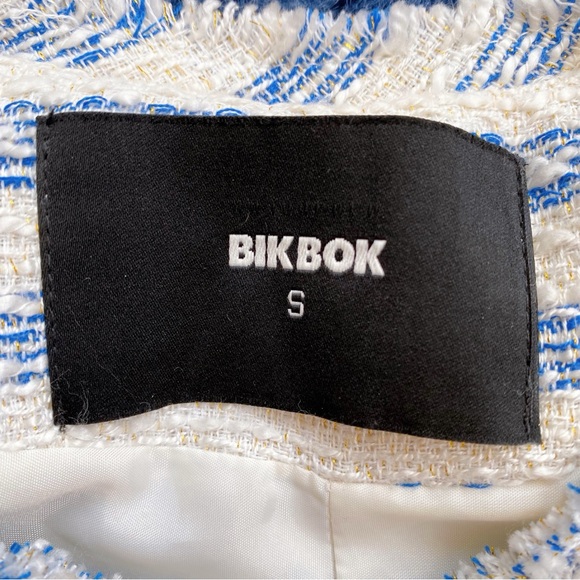 🐚 BIKBOK BLUE IVORY STRIPE FRINGE ELEGANT BLAZER JACKET! - Picture 12 of 15